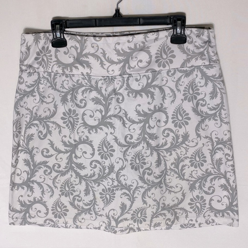 Seg’ments White Grey Floral Activewear Mini Skort L